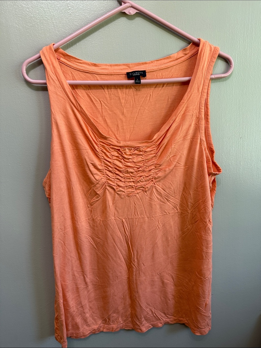 Talbots Peach Ruched Scoop Neck Tank